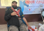 सर्वाधिक रक्तदाता प्रेमसागर कर्माचार्यद्वारा रसुवामा १८४ औं पटक रक्तदान