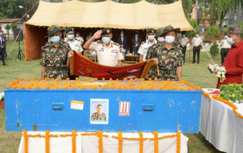 कंगोमा मृत्यु भएका शान्ति सैनिक गुरुङलाई छाउनी अस्पतालमा अन्तिम सम्मान