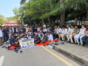 नेसनल मेडिकल कलेजका आवासीय चिकित्सक काठमाडौँमा, यस्ता छन् ७ बुँदे माग
